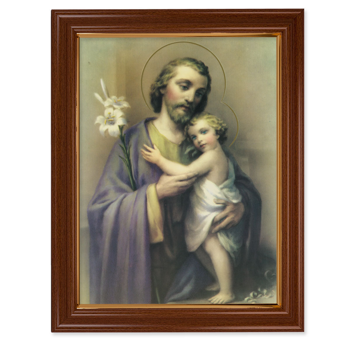 St. Joseph Picture Framed Wall Art Decor Large Dark Walnut Frame