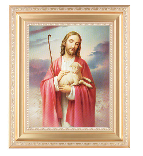 Good Shepherd Satin Picture Framed Wall Art Decor Large