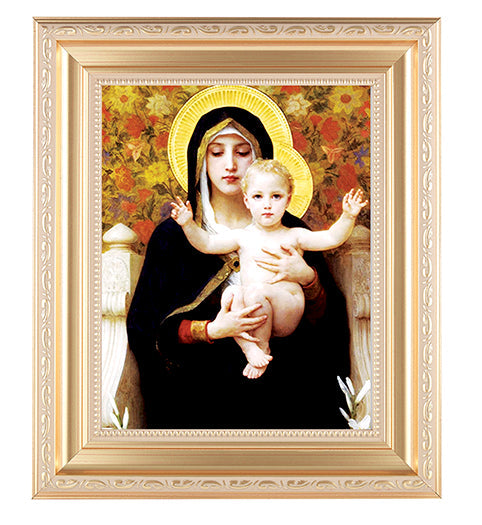Madonna of the Lilies Picture Framed Wall Art Decor Large