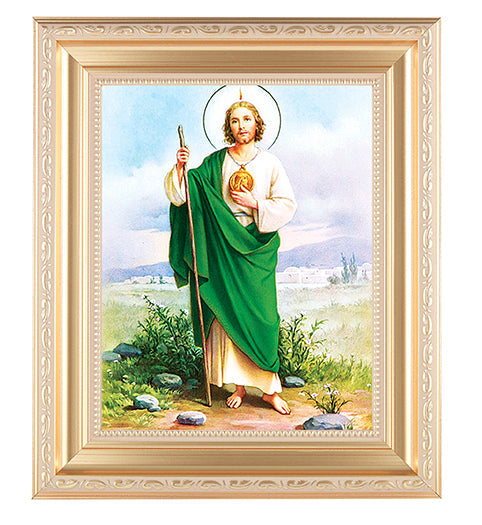 St. Jude Picture Framed Wall Art Decor Large Satin Gold Frame