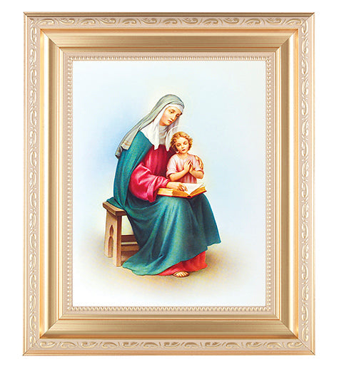 St. Anne Picture Framed Wall Art Decor Large Satin Gold Frame