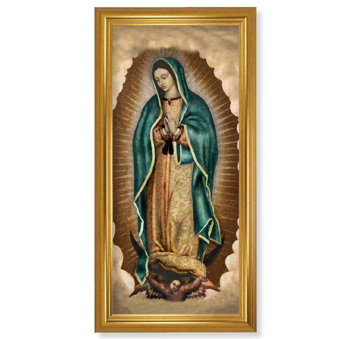 Our Lady of Guadalupe Picture Framed Wall Art Decor Extra Large Classic Gold-Leaf Fluted Frame