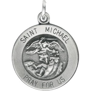 Extel Medium Sterling Silver Mens Religious Catholic St. Michael Patron Saint Medal Pendant Charm