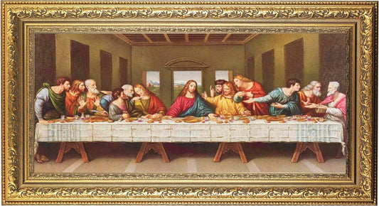Last Supper Picture Framed Wall Art Decor Large Antique Frame