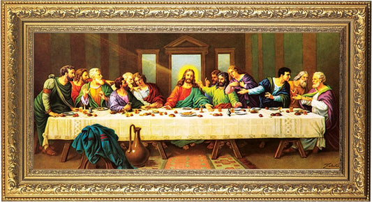 Last Supper Picture Framed Wall Art Decor Large Antique Frame