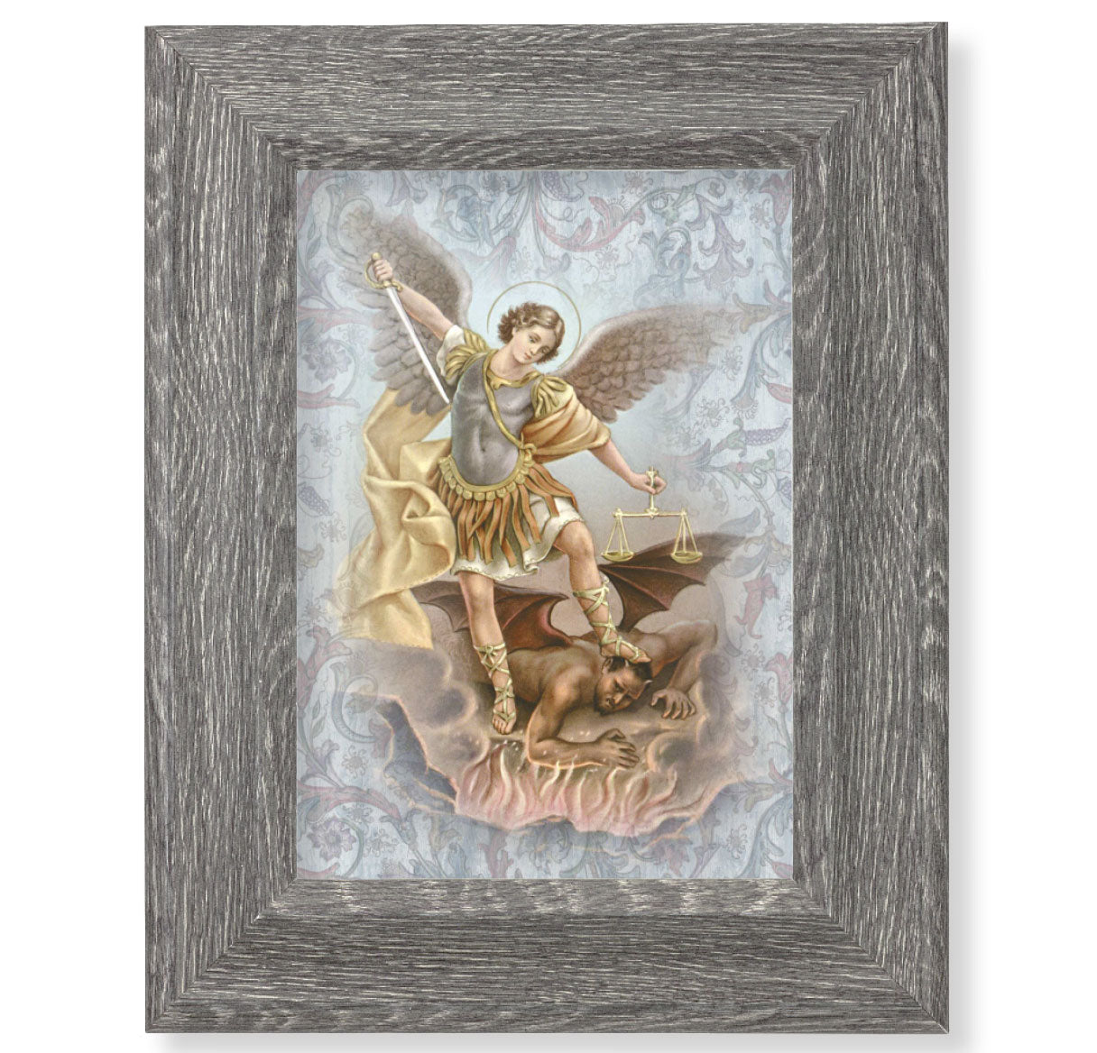 St. Michael Picture Framed Wall Art Decor Small Gray Frame