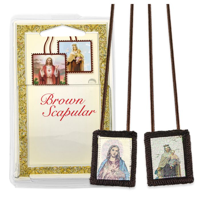 Sacred Heart and Our Lady of Mt. Carmel Scapular 22 Inch Cord