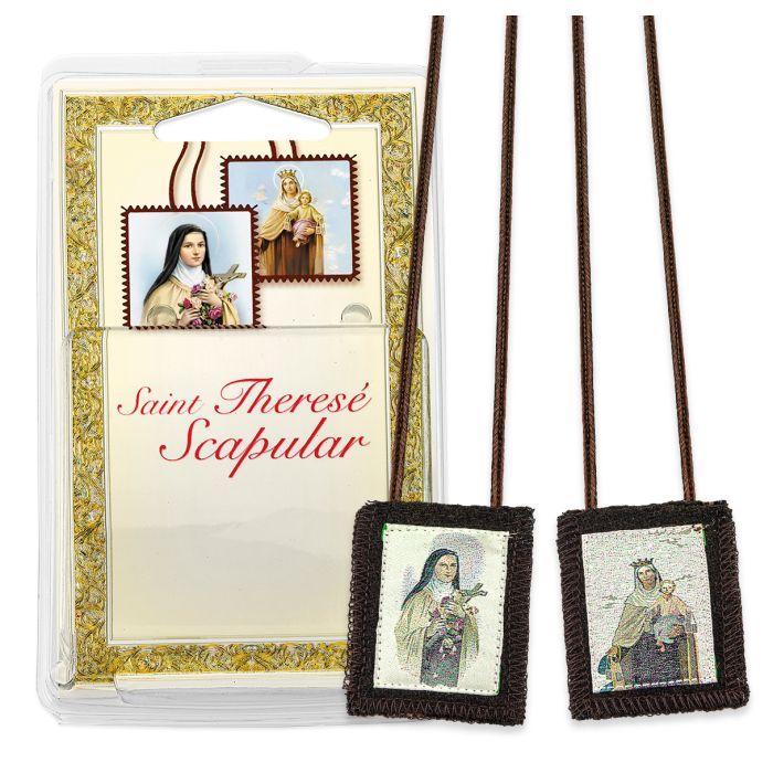 St. Therese and Our Lady of Mt. Carmel Brown Wool Scapular