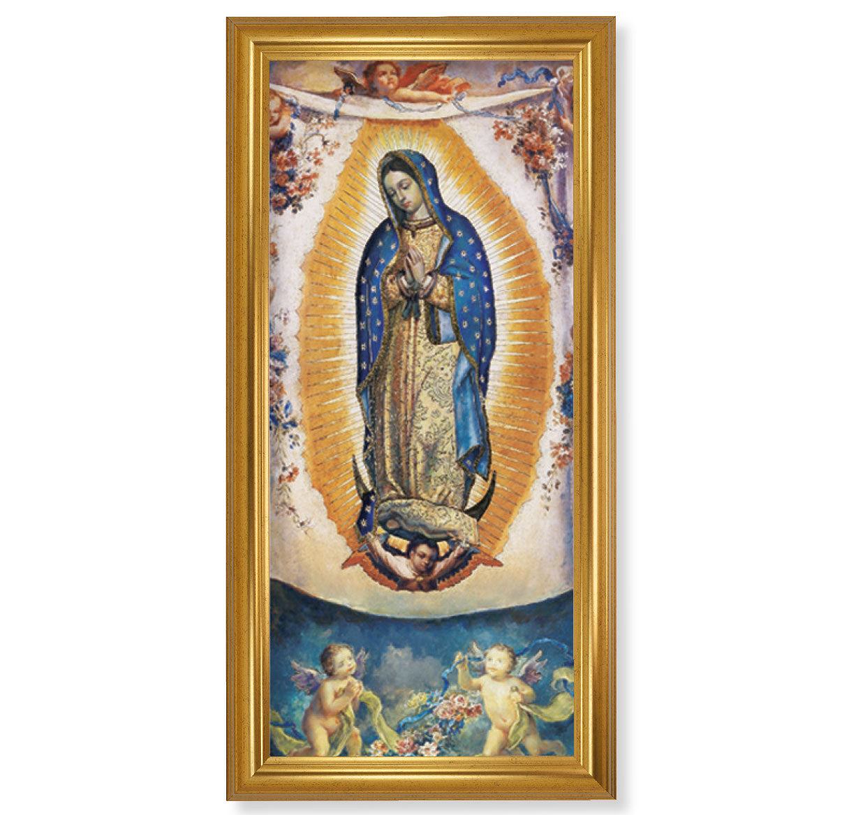 Our Lady of Guadalupe Picture Framed Wall Art Decor Extra Large Classic Gold-Leaf Fluted Frame