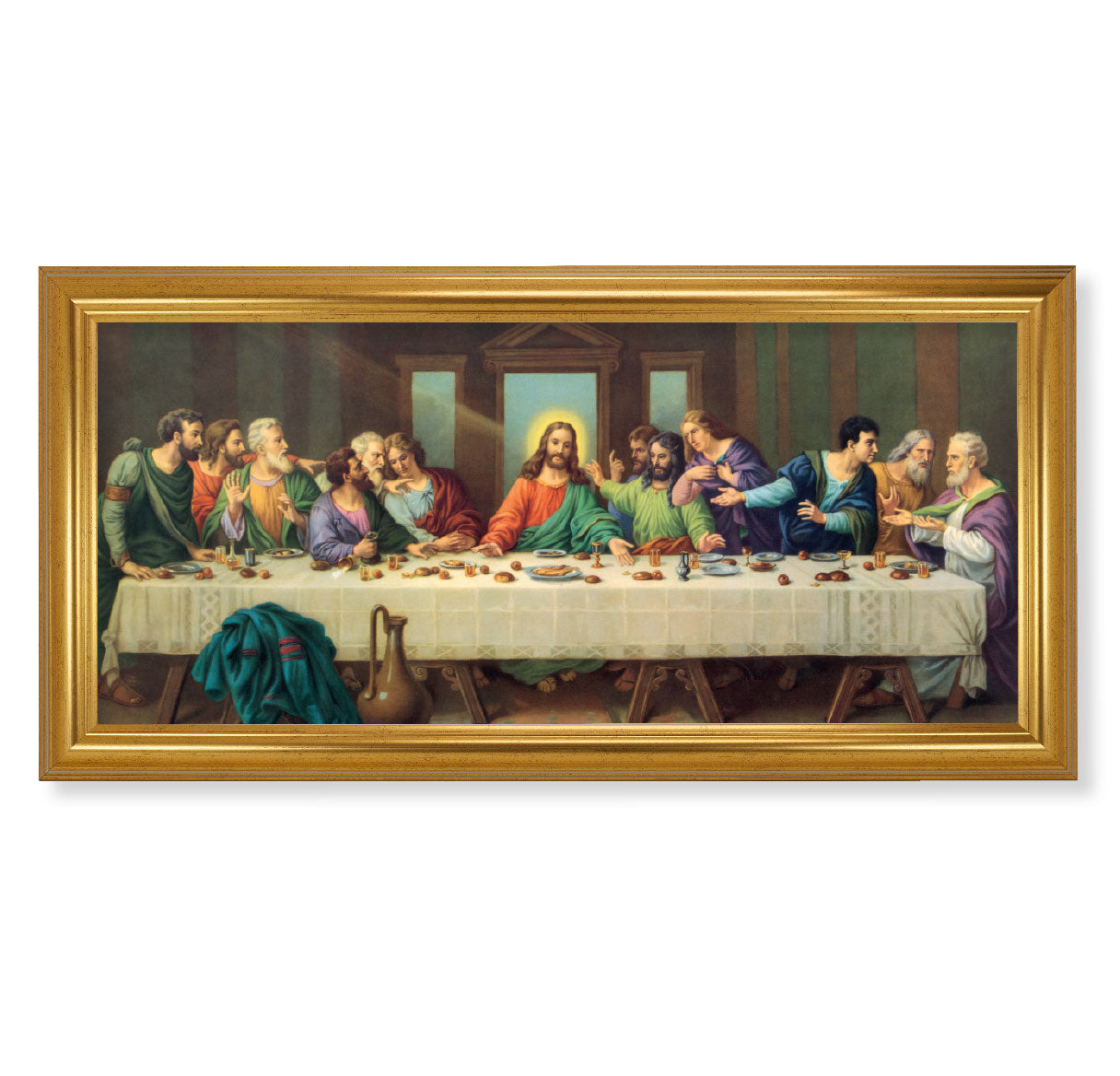 Last Supper Picture Framed Wall Art Decor, Extra Large, Classic Gold-Leaf Fluted Frame