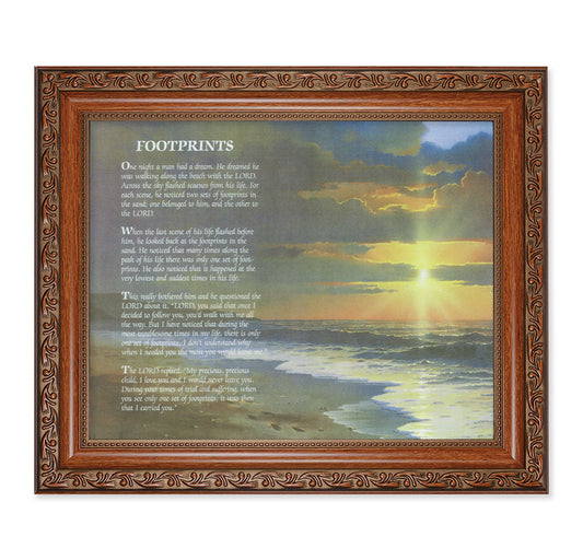 Footprints Picture Framed Wall Art Decor Large Antiqued Frame