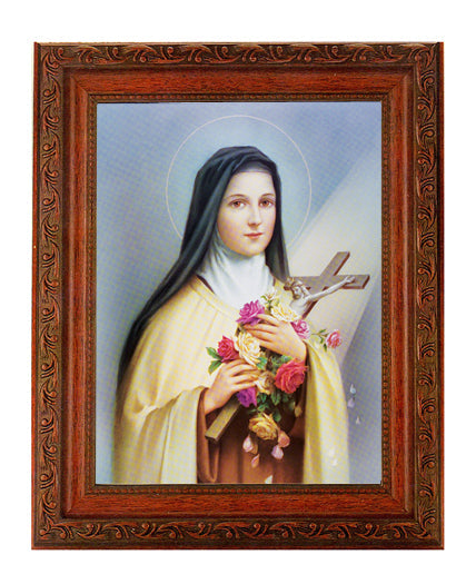 St. Therese Picture Framed Wall Art Decor Large Mahogany Frame