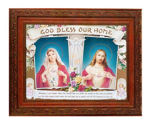House Blessing Framed Wall Art Decor - Antiqued Mahogany Frame