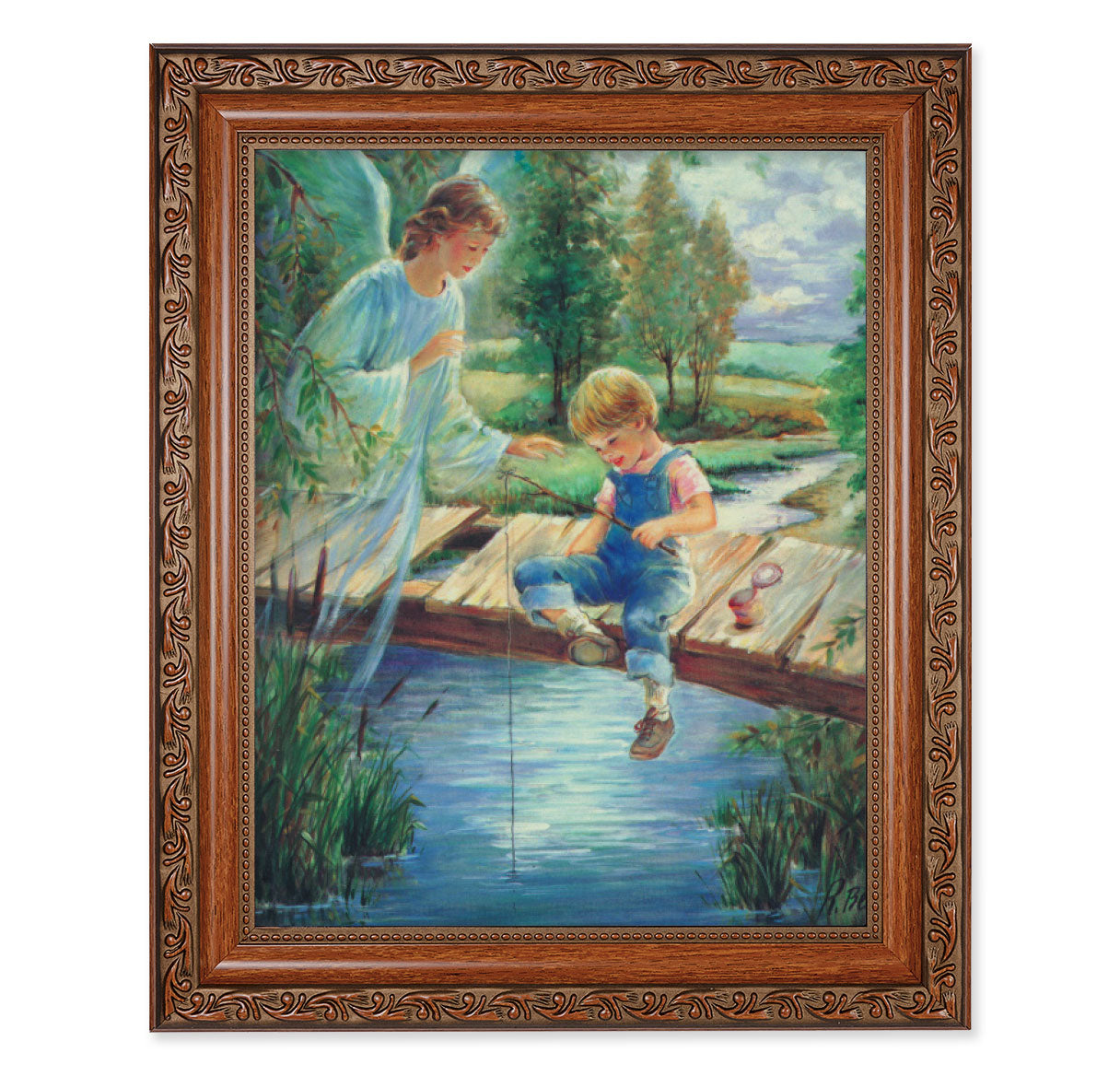 Guardian Angel With Boy Finished Picture Framed Wall Art Decor