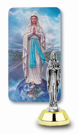 Small Catholic Our Lady of The Highway Auto Statue Figurine With Prayer Card for Dashboard