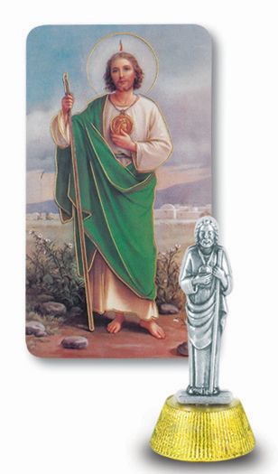 Small Catholic Saint Jude Auto Statue Figurine With Prayer Card for Dashboard