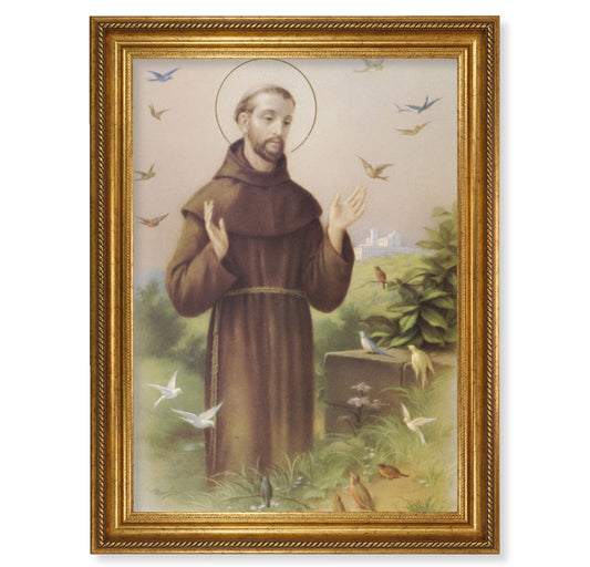 St. Francis Picture Framed Wall Art Decor Extra Large Gold Frame