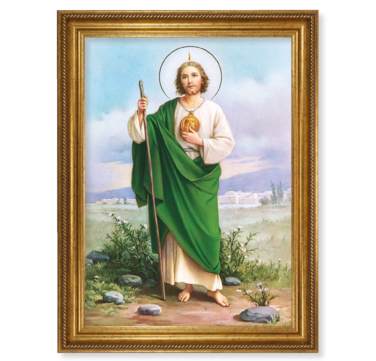 St. Jude Picture Framed Wall Art Decor Extra Large Antique Gold Frame