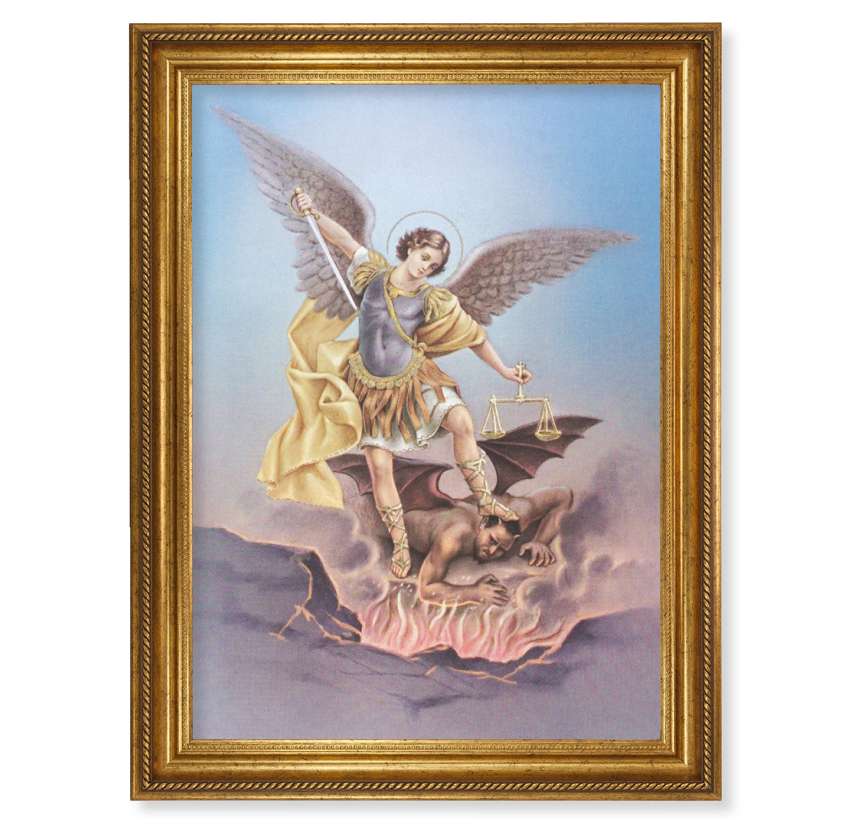 St. Michael Picture Framed Wall Art Decor Extra Large Antique Gold-Leaf Frame