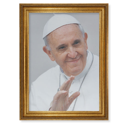 Pope Francis Gold Wood Picture Framed Canvas Wall Art Decor Extra Large