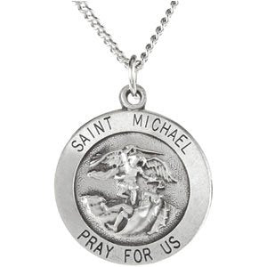 Extel Medium Sterling Silver Mens Catholic St. Michael Medal Charm