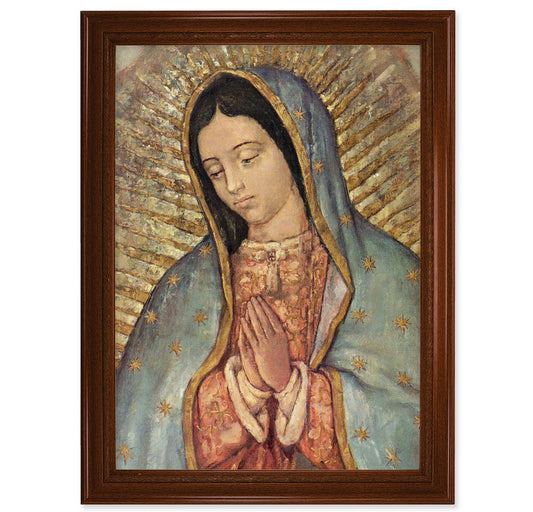 Our Lady of Guadalupe Picture Framed Wall Art Decor Extra Large Natural Walnut Frame
