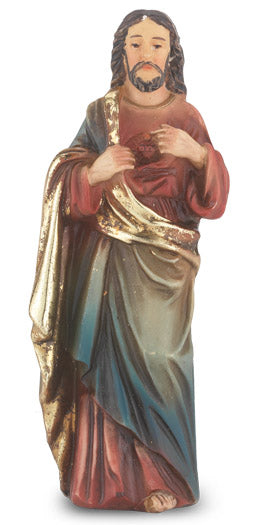 Small Catholic 4 Inch Sacred Heart of Jesus Resin Statue