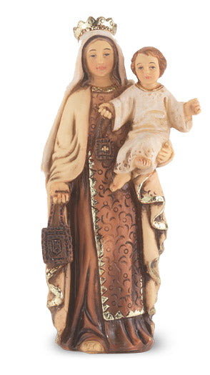 Small Catholic 4" Our Lady of Mt. Carmel Hand Painted Solid Resin Statue