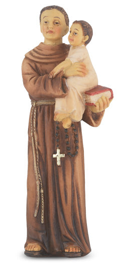 Small Catholic 4" St. Anthony Hand Painted Solid Resin Statue
