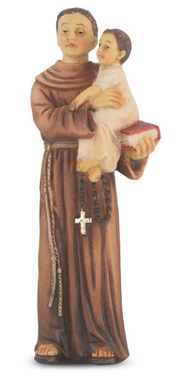 Small Catholic 4 Inch St. Anthony Hand Painted Resin Statue