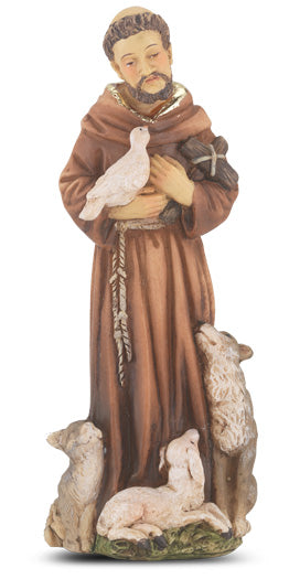 Small Catholic 4 Inch St. Francis of Assisi Statue Resin