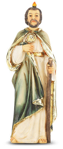 Small Catholic 4 Inch St. Jude Hand Painted Resin Statue