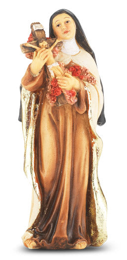 Small Catholic 4" St. Therese Hand Painted Solid Resin Statue