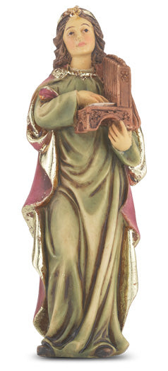 Small Catholic 4 Inch St. Cecilia Hand Painted Statue