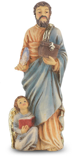 Small Catholic 4" St. Matthew Hand Painted Solid Resin Statue