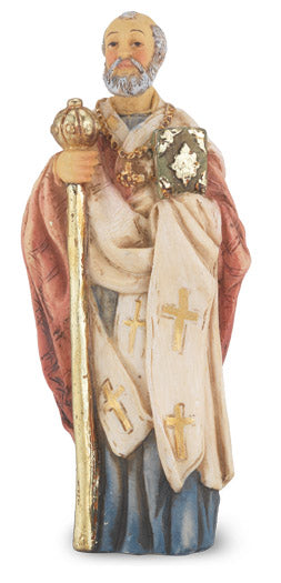 Small Catholic 4 Inch St. Nicholas Hand Painted Resin Statue