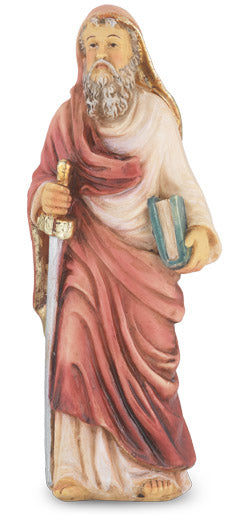 Small Catholic 4" St. Paul Hand Painted Solid Resin Statue