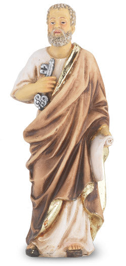 Small Catholic 4" St. Peter Hand Painted Solid Resin Statue
