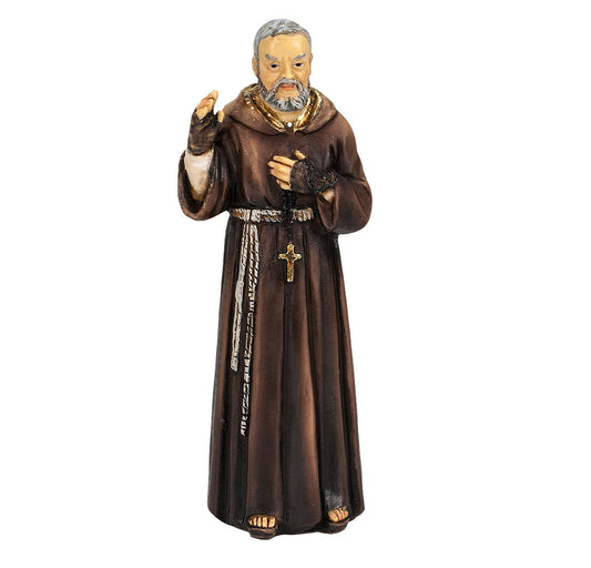 Small Catholic Saint Pio 4" Hand Painted Cold Cast Resin Statue Figurine Boxed
