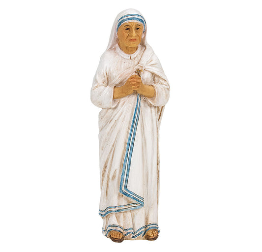 Small Catholic Saint Teresa of Calcutta Cold Cast Resin 4" Hand Painted Statue Figurine Box