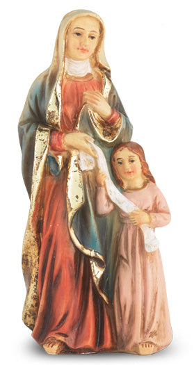Small Catholic 4" St. Anne Hand Painted Solid Resin Statue
