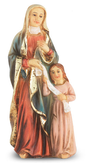 Small Catholic 4 Inch St. Anne Hand Painted Resin Statue
