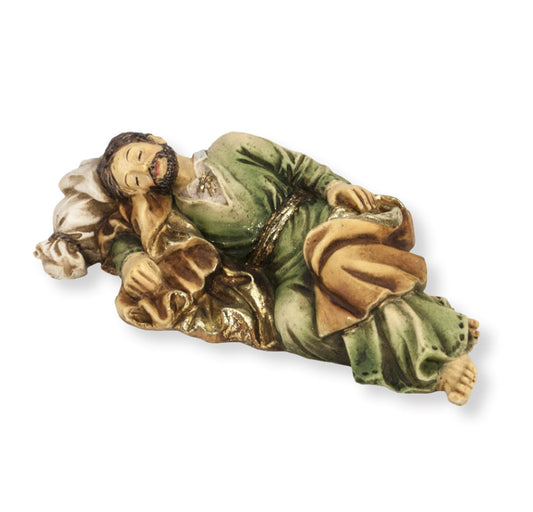 Small Catholic Sleeping St. Joseph Cold Cast Resin Hand Painted Statue