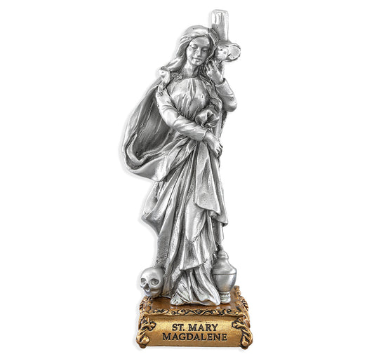 Small Catholic 4" St. Mary Magdalene Pewter Statue Figurine Gift Boxed, Made in USA
