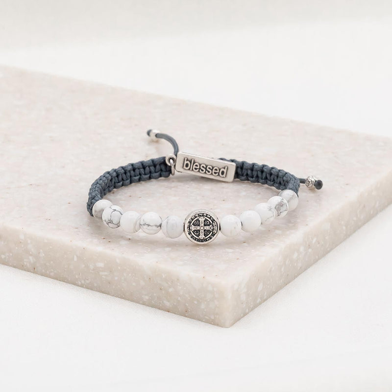 Wake Up and Pray Meditation Bracelet - White Howlite Gemstone