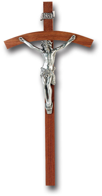 Large Catholic Genuine Walnut Wood Wall Crucifix 10 Inch