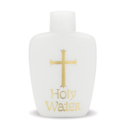 Small Plastic Gold Stamped Holy Water Bottle With Cross