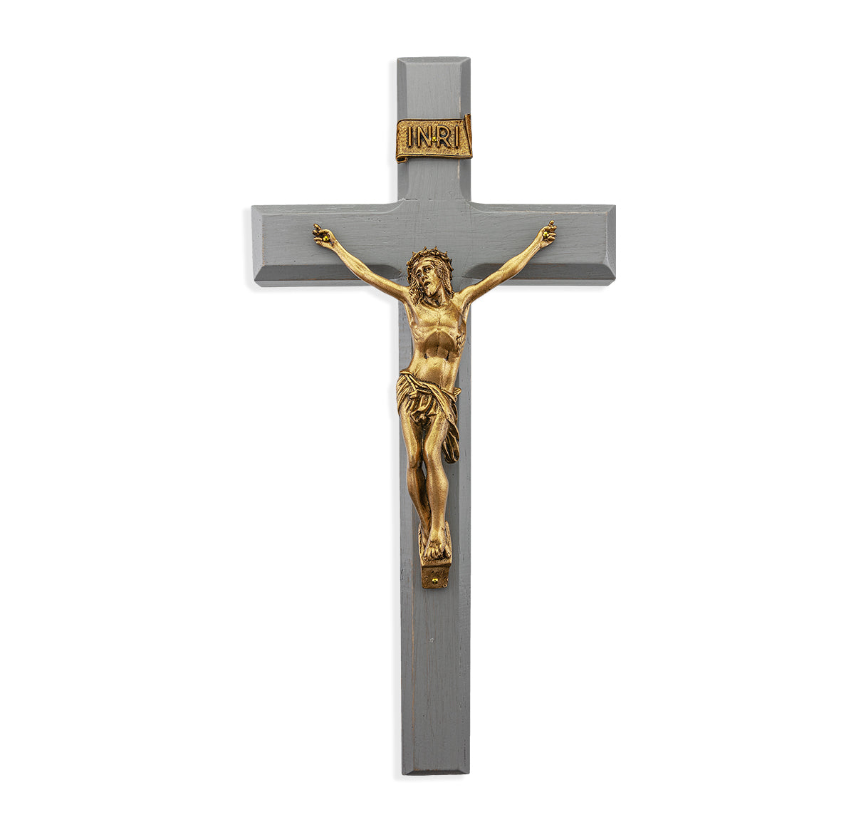 Large Catholic Camtry Gray Wood Wall Crucifix 12 Inch