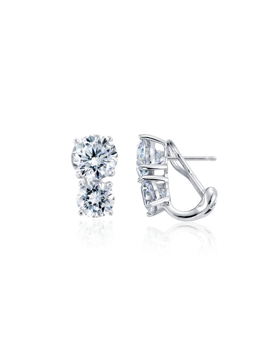 Crislu 2 Stone Post Earrings Finished in Pure Platinum Luxury