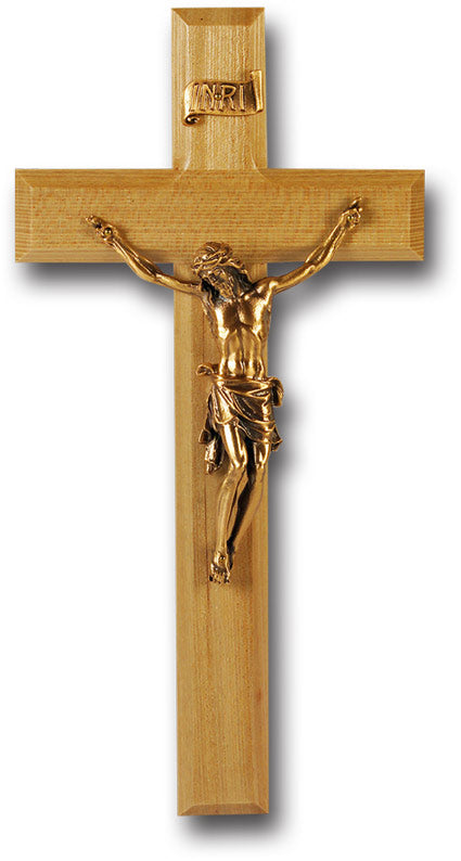 Large Catholic Oak Wood Wall Crucifix 11 Inch Home Office
